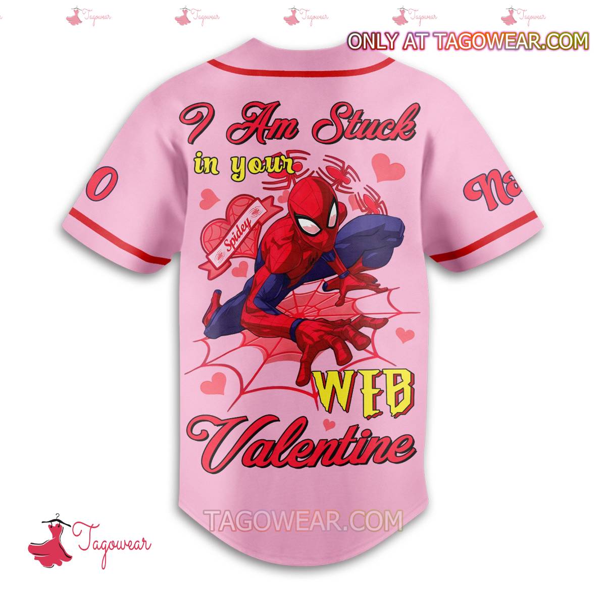 Spiderman I Am Stuck In Your Web Valentine Personalized Baseball Jersey a