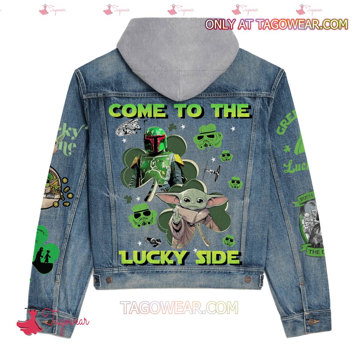 Star Wars Come To The Lucky Side St. Patrick's Day Jean Hoodie Jacket a