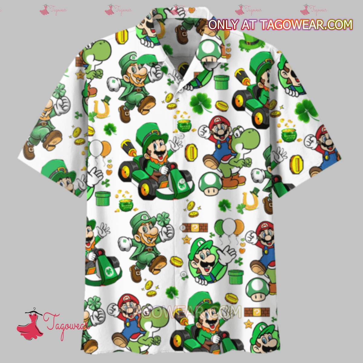 Super Mario Happy St. Patrick's Day Hawaiian Shirt a
