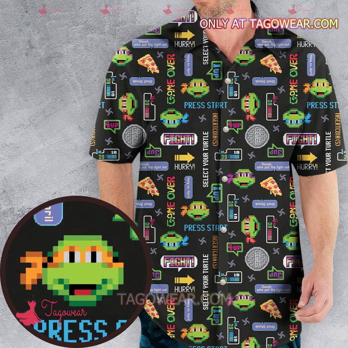 Teenage Mutant Ninja Turtles Pixel Characters Hawaiian Shirt a