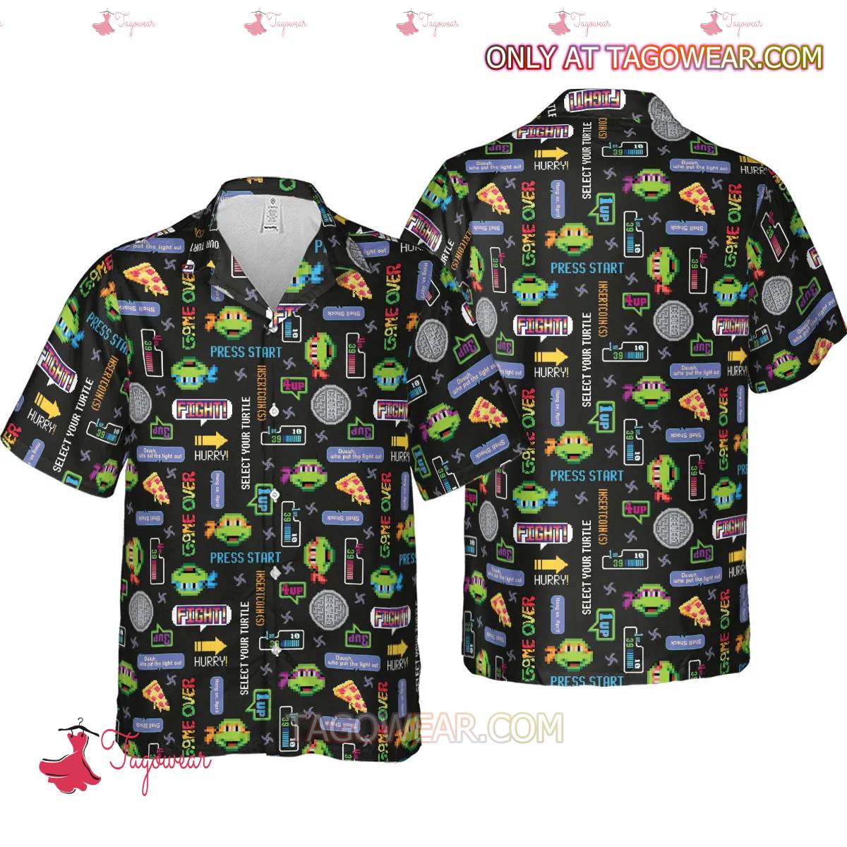 Teenage Mutant Ninja Turtles Pixel Characters Hawaiian Shirt