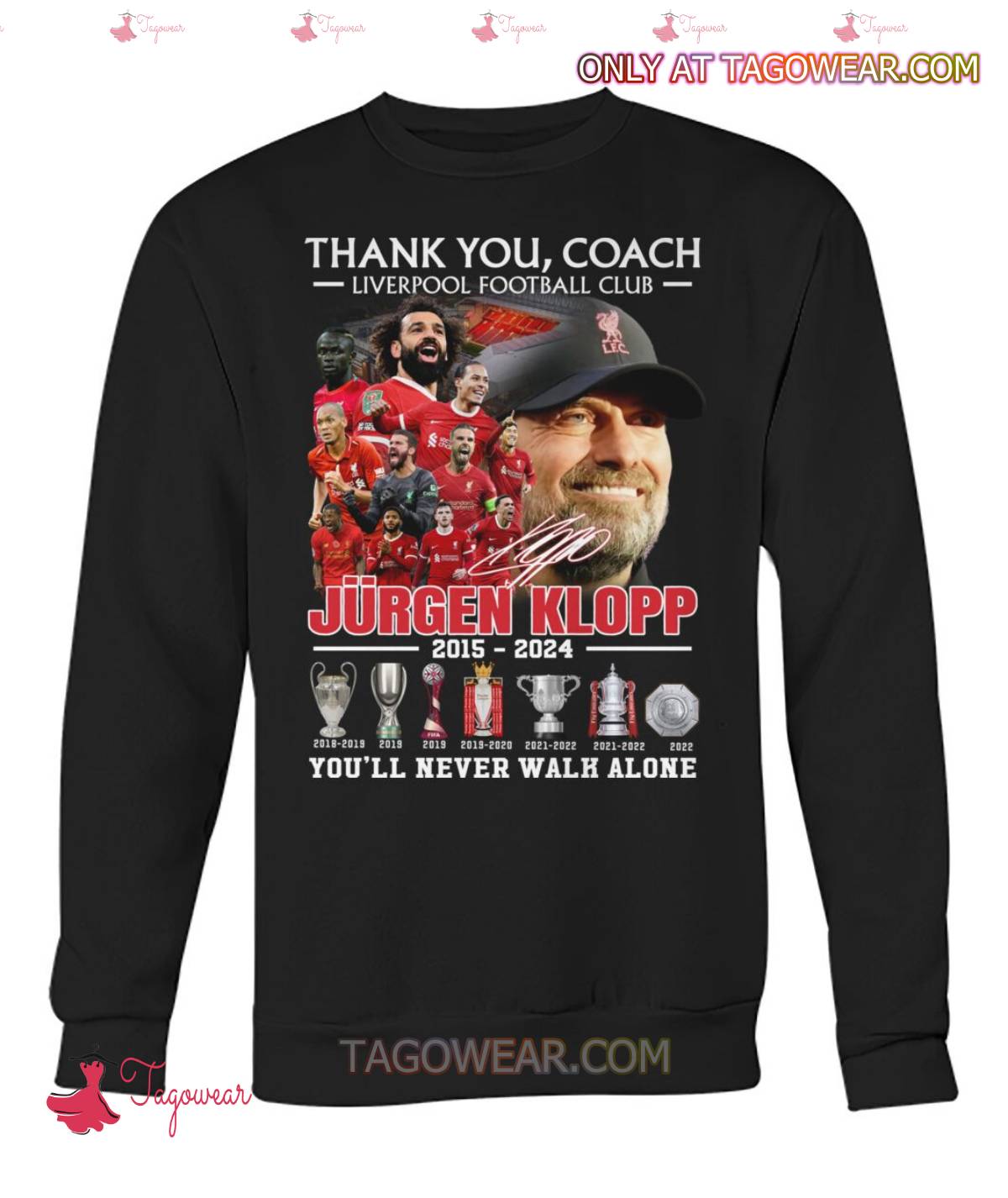 Thank You Coach Liverpool Football Club Jurgen Klopp 2015-2024 You'll Never Walk Alone Shirt b