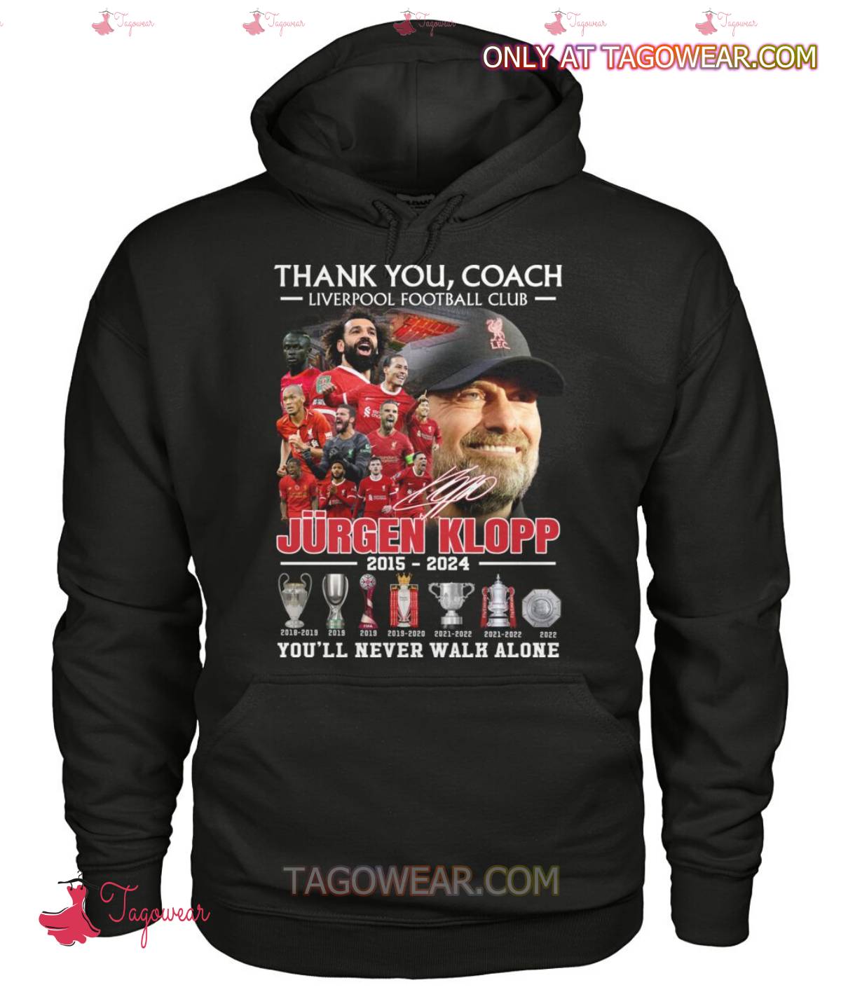 Thank You Coach Liverpool Football Club Jurgen Klopp 2015-2024 You'll Never Walk Alone Shirt c
