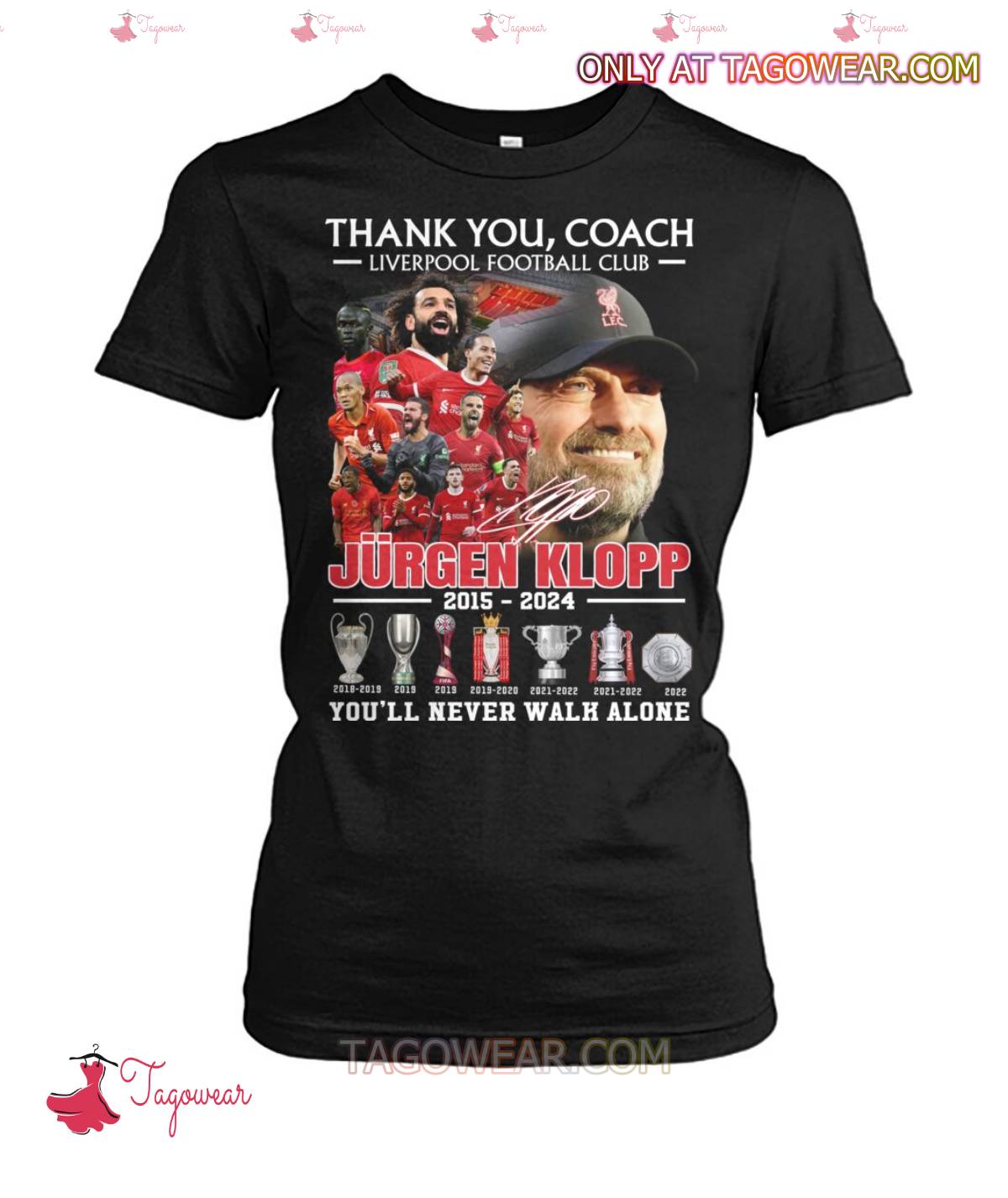Thank You Coach Liverpool Football Club Jurgen Klopp 2015-2024 You'll Never Walk Alone Shirt x
