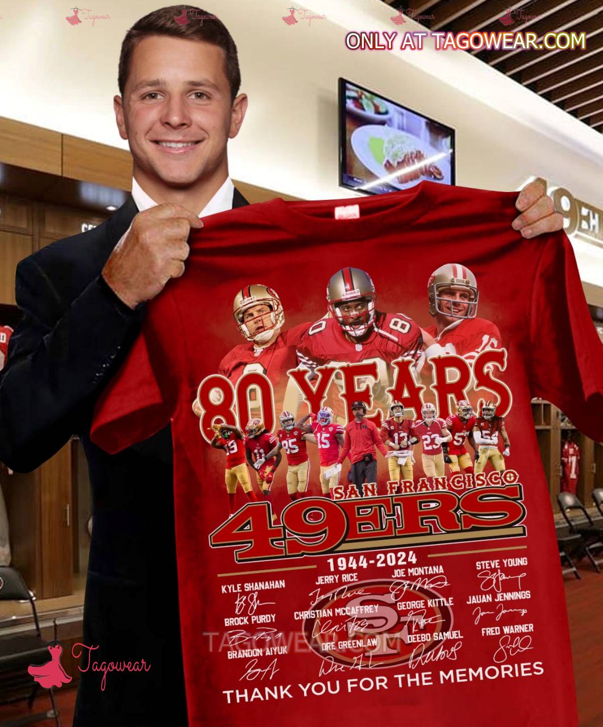 80 Years San Francisco 49ers 1944-2024 Signatures Thank You For The Memories Shirt