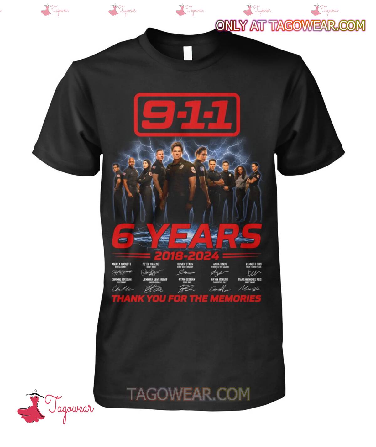 911 6 Years 2018-2024 Signatures Thank You For The Memories Shirt a