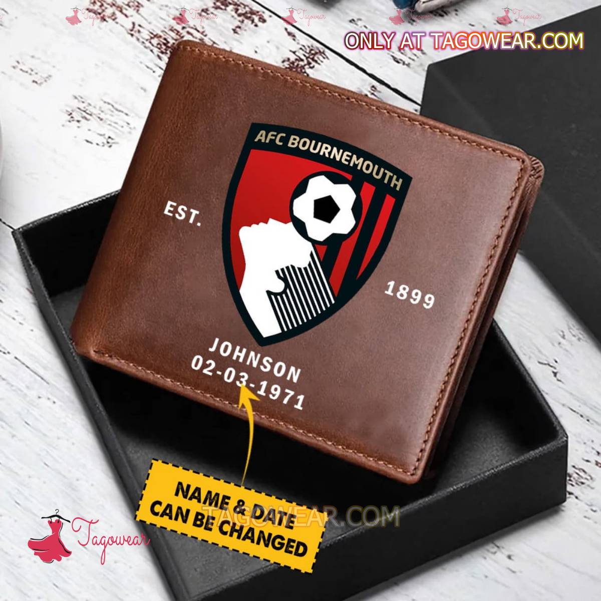 Afc Bournemouth Logo Personalized Name And Date Men Wallet