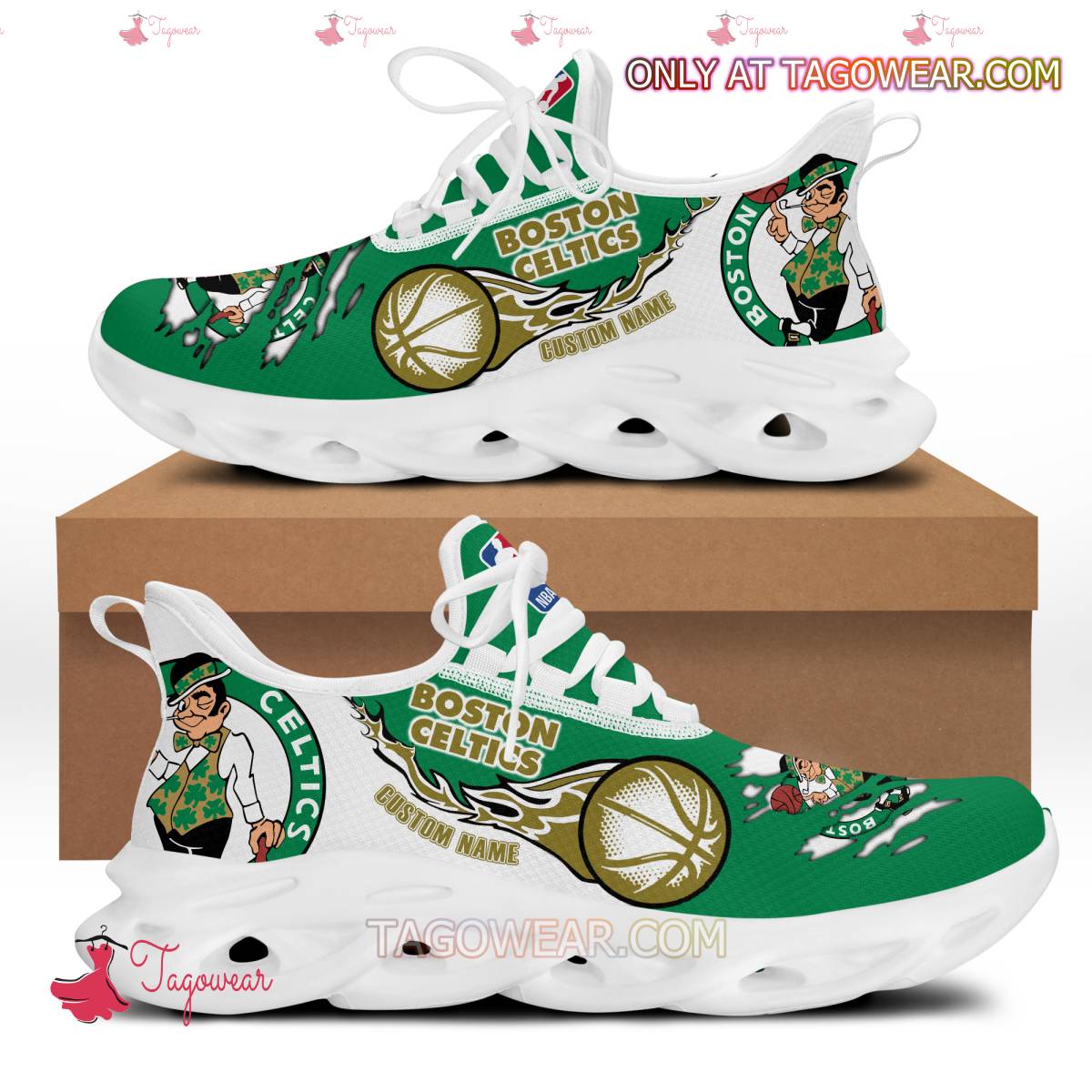 Boston Celtics Nba Fireball Personalized Max Soul Shoes