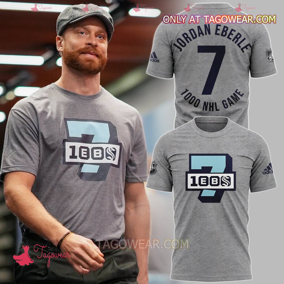 Jordan Eberle 1000 NHL Games Seattle Kraken Ebs1000 Shirt