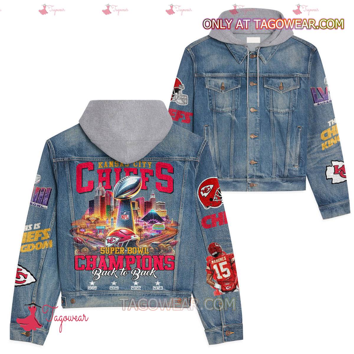 Kansas City Chiefs Super Bowl Champions Back To Back Jean Hoodie Jacket