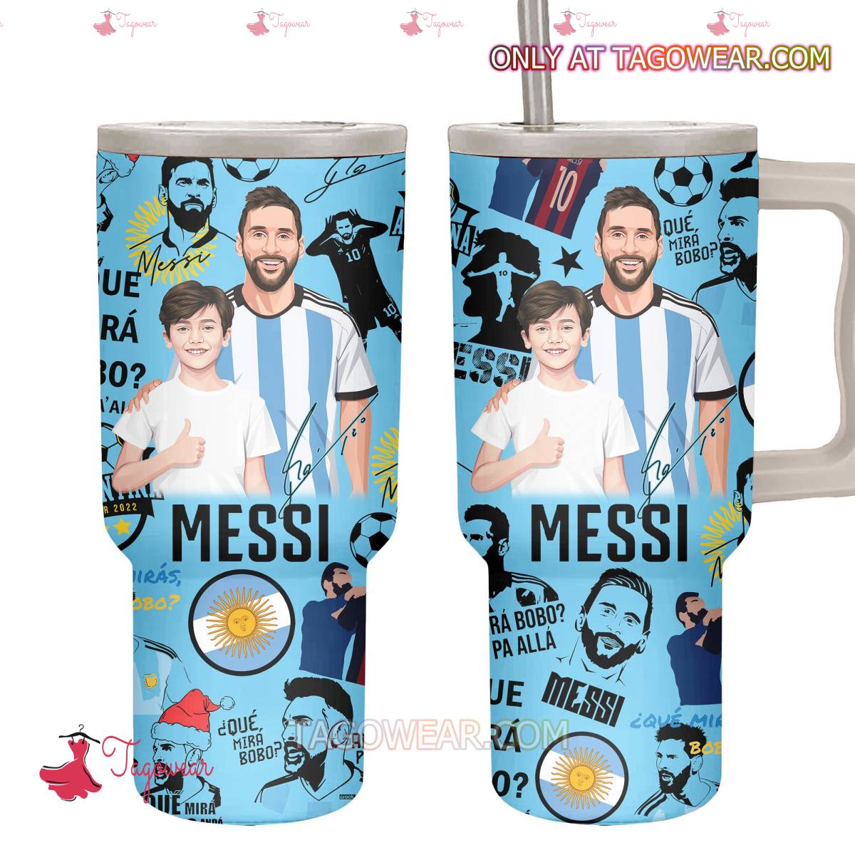 Lionel Messi With Fan Signature Personalized Photo 40oz Tumbler With Handle a