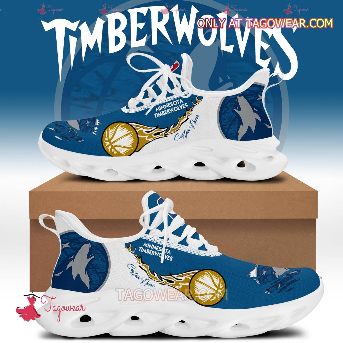 Minnesota Timberwolves Nba Fireball Personalized Max Soul Shoes