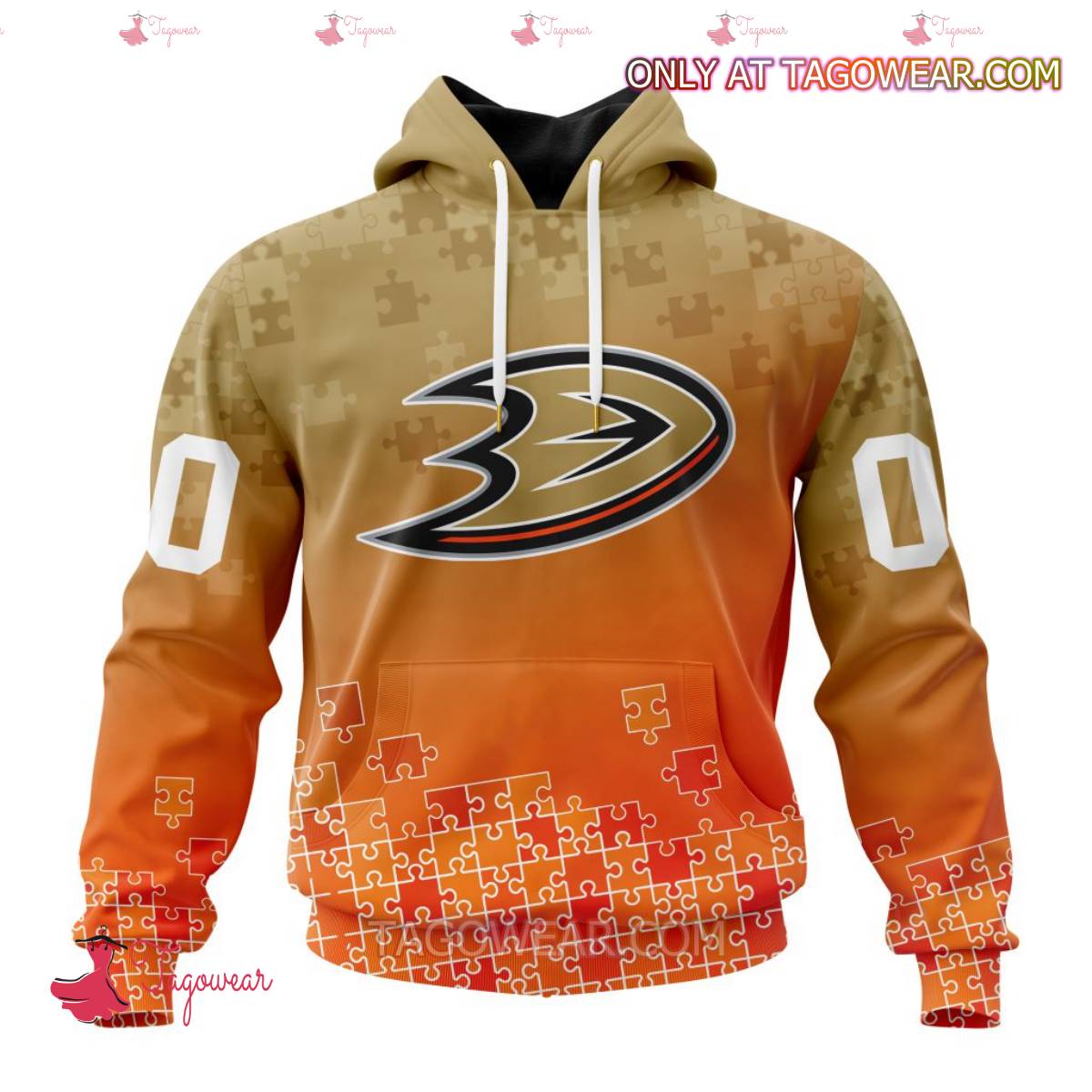 NHL Anaheim Ducks Autism Awareness Puzzle Gradient Personalized T-shirt, Hoodie