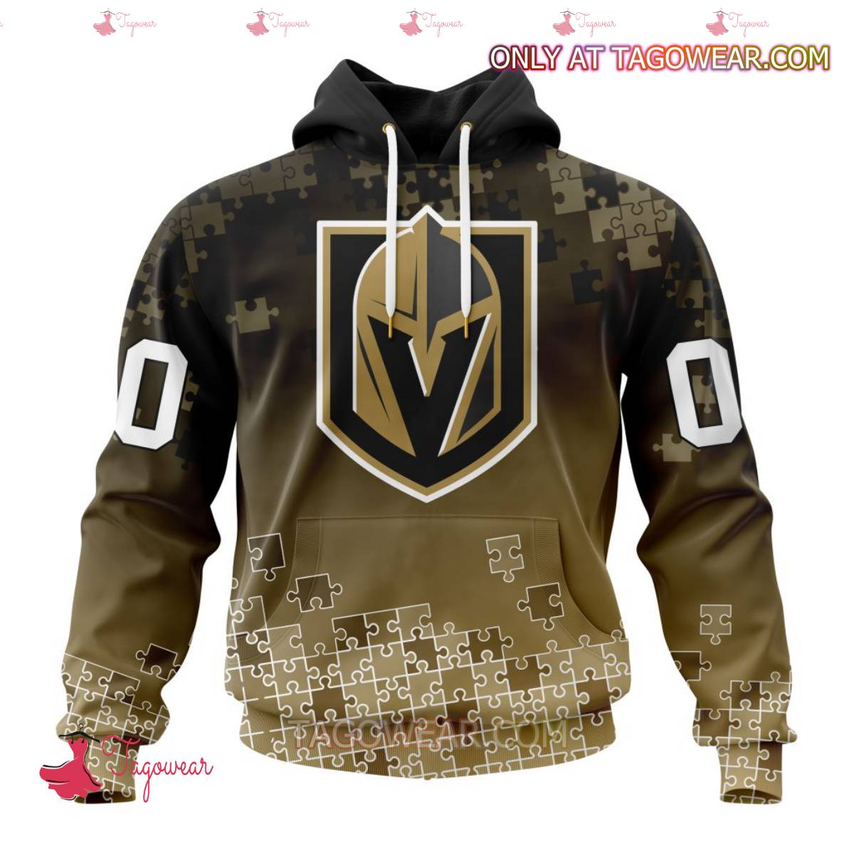 NHL Vegas Golden Knights Autism Awareness Puzzle Gradient Personalized T-shirt, Hoodie