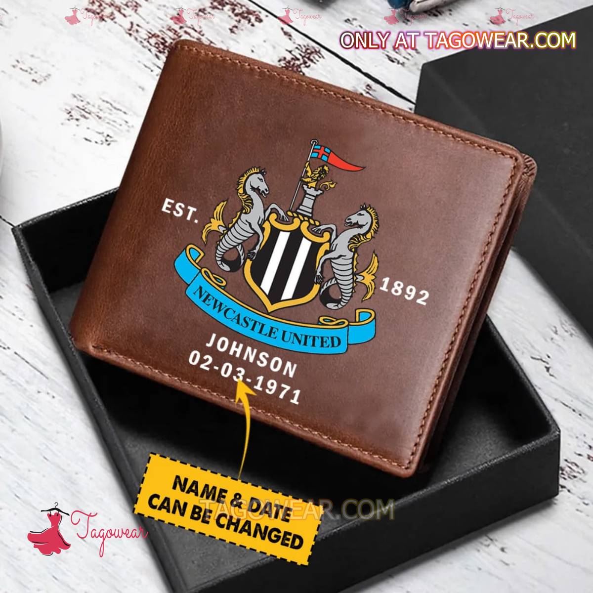 Newcastle United F.C. Logo Personalized Name And Date Men Wallet