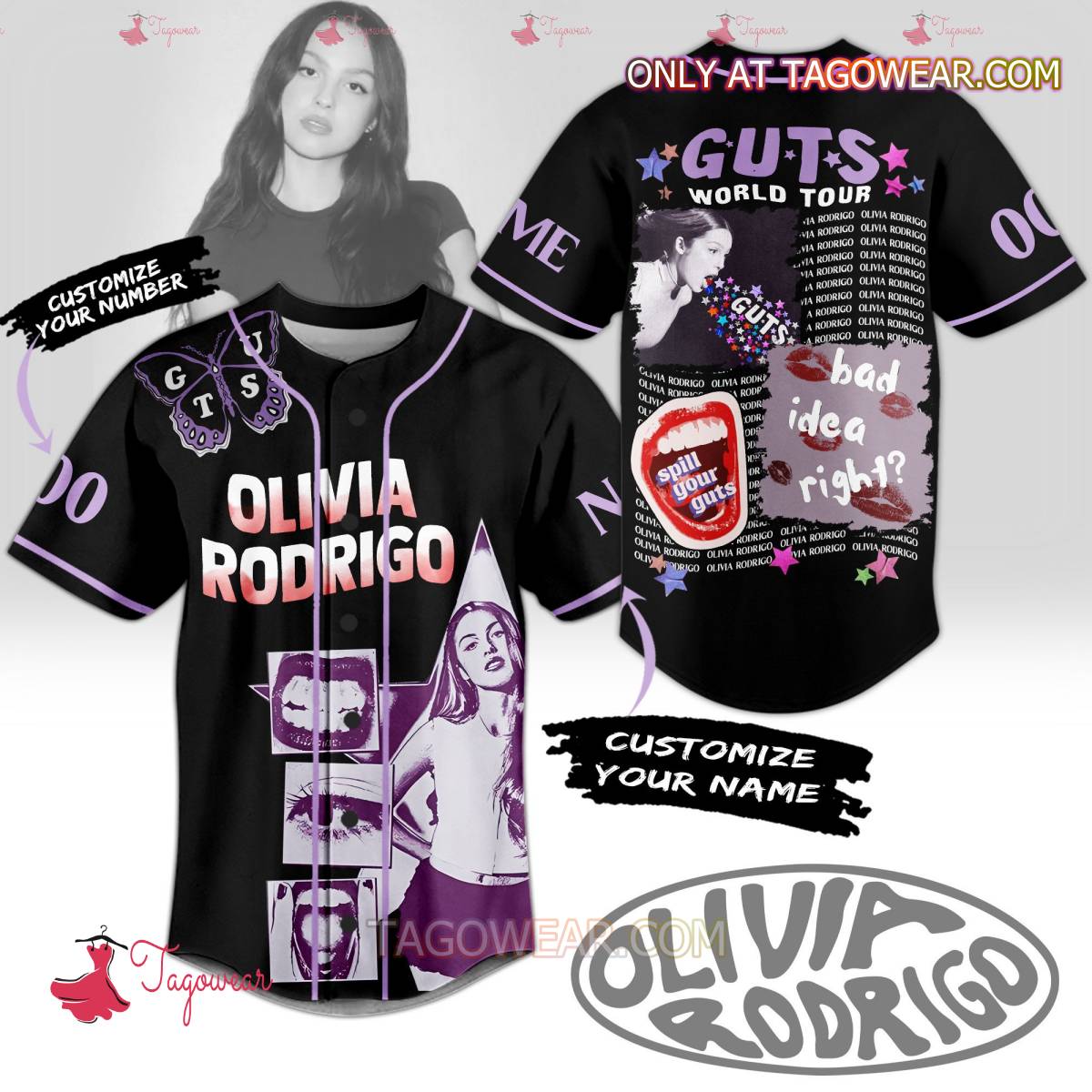 Olivia Rodrigo Guts World Tour Band Idea Right Personalized Baseball Jersey