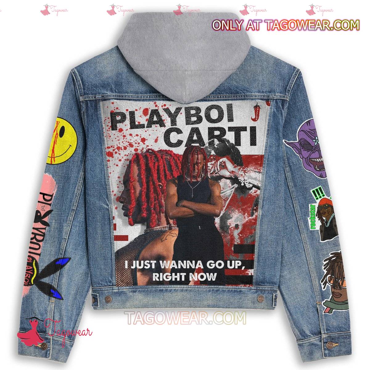 Playboi Carti I Just Wanna Go Up Right Now Jean Hoodie Jacket a