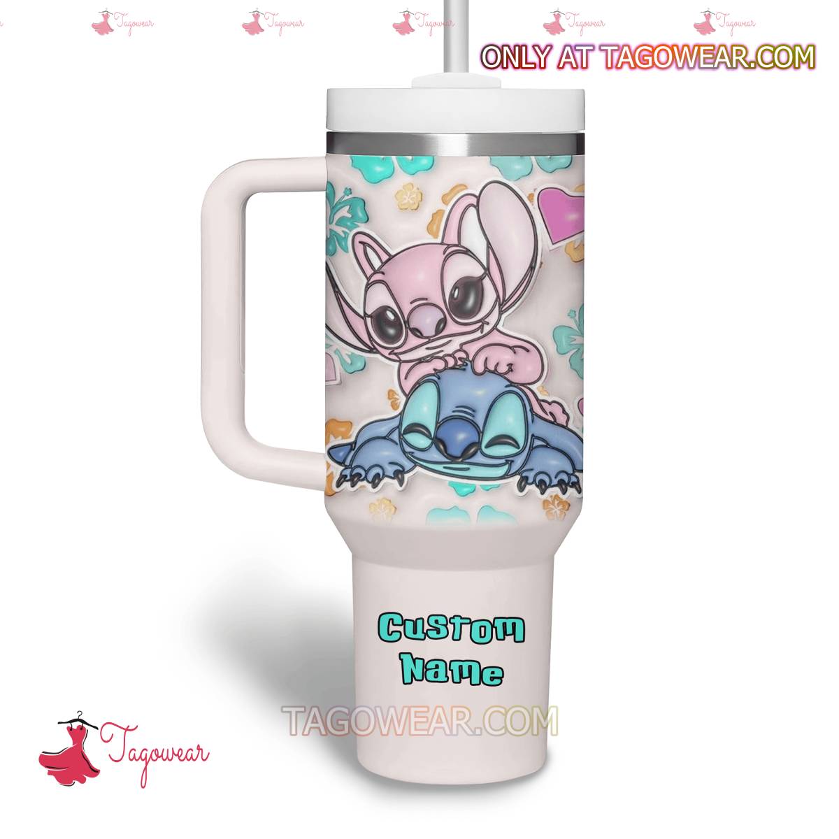 Stitch And Angel Personalized 40oz Tumbler With Handle a