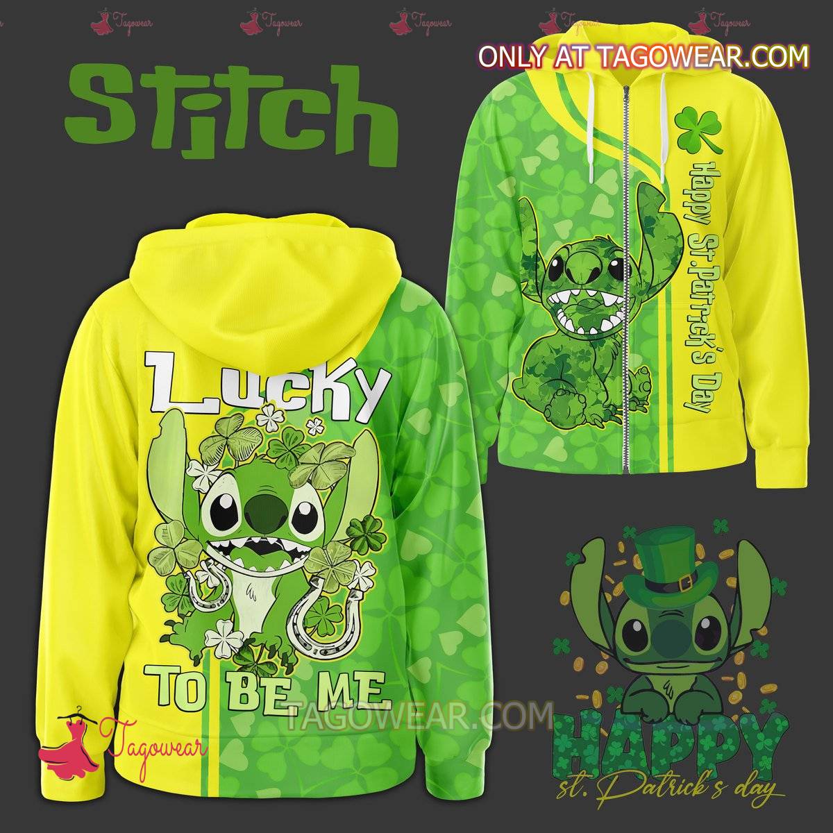 Stitch Happy St. Patrick's Day Lucky To Be Me Hoodie