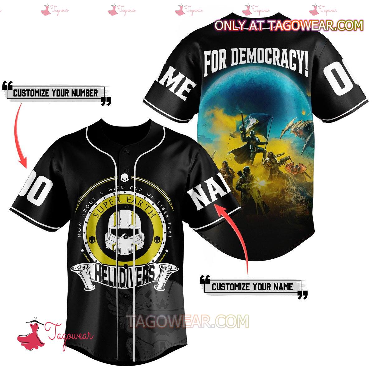 Helldivers For Democracy Personalized Baseball Jersey