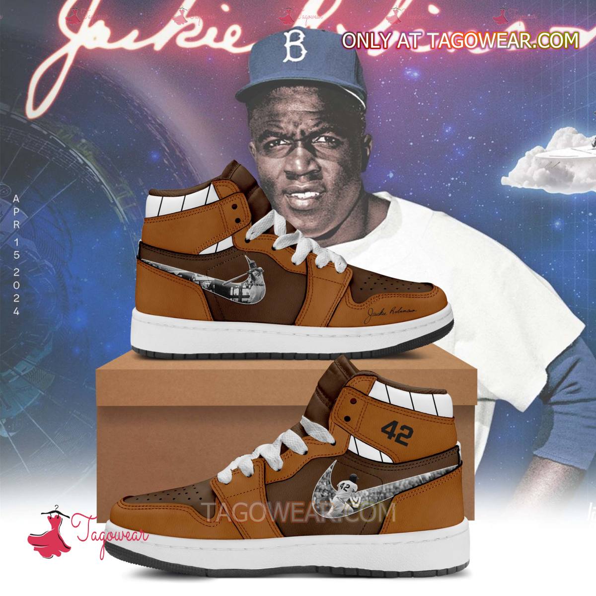 Jackie Robinson Day 42 Brown Air Jordan High Top Shoes