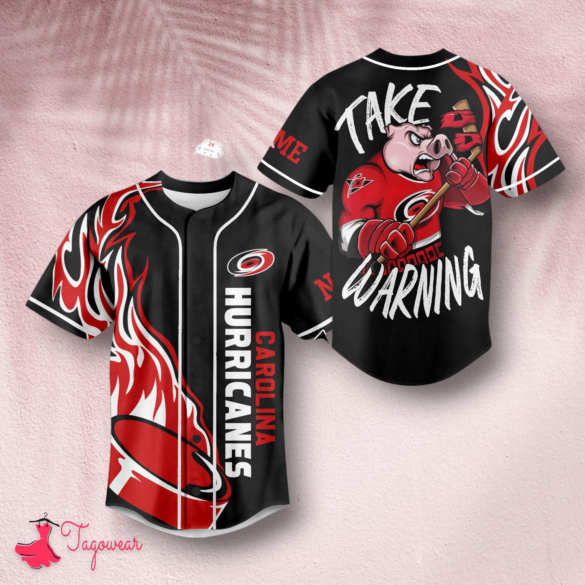 Carolina Hurricanes Mascot Take Warning Personalized Baseball Jersey