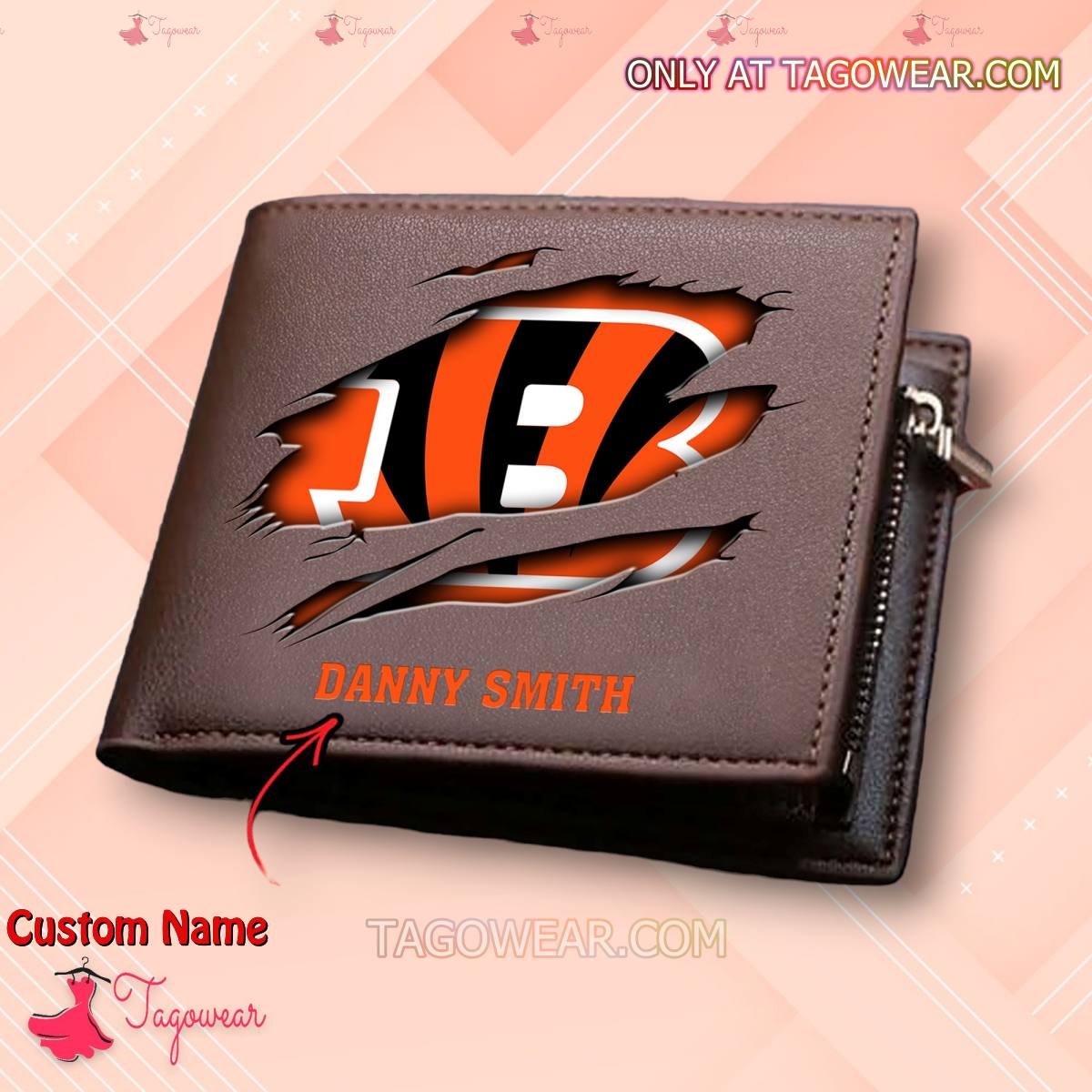 NFL Cincinnati Bengals Logo Personalized Name Men Wallet