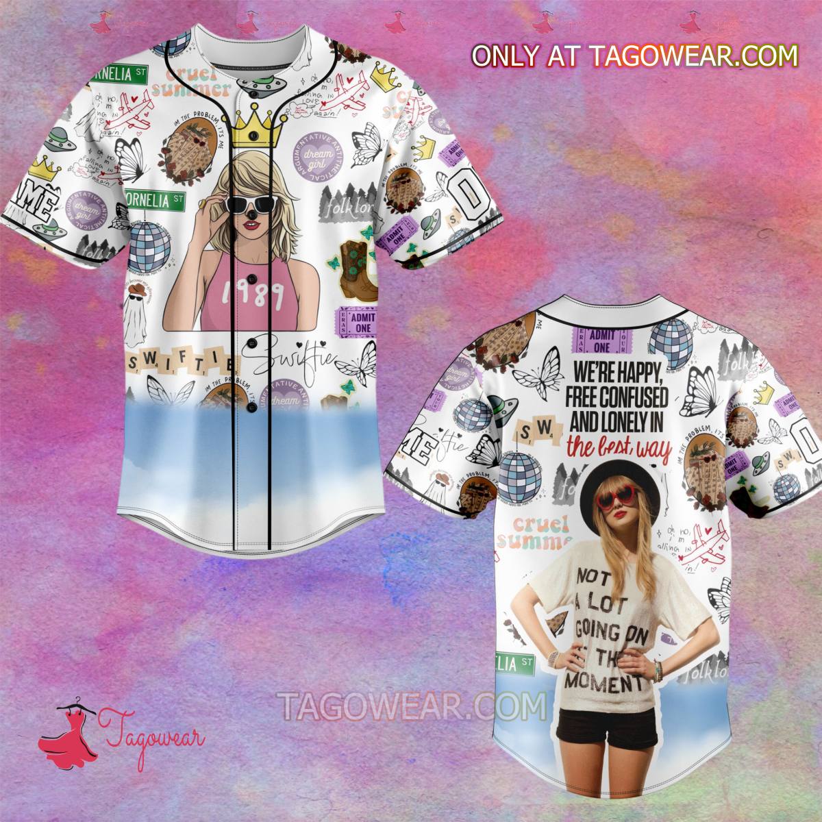 Taylor Swift We're Happy, Free Confused And Lonely In The Best Way Personalized Baseball Jersey