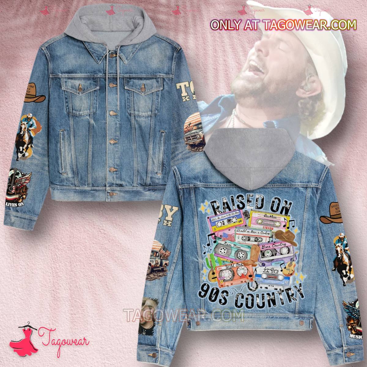 Toby Keith Raised On 90s Country Jean Hoodie Jacket