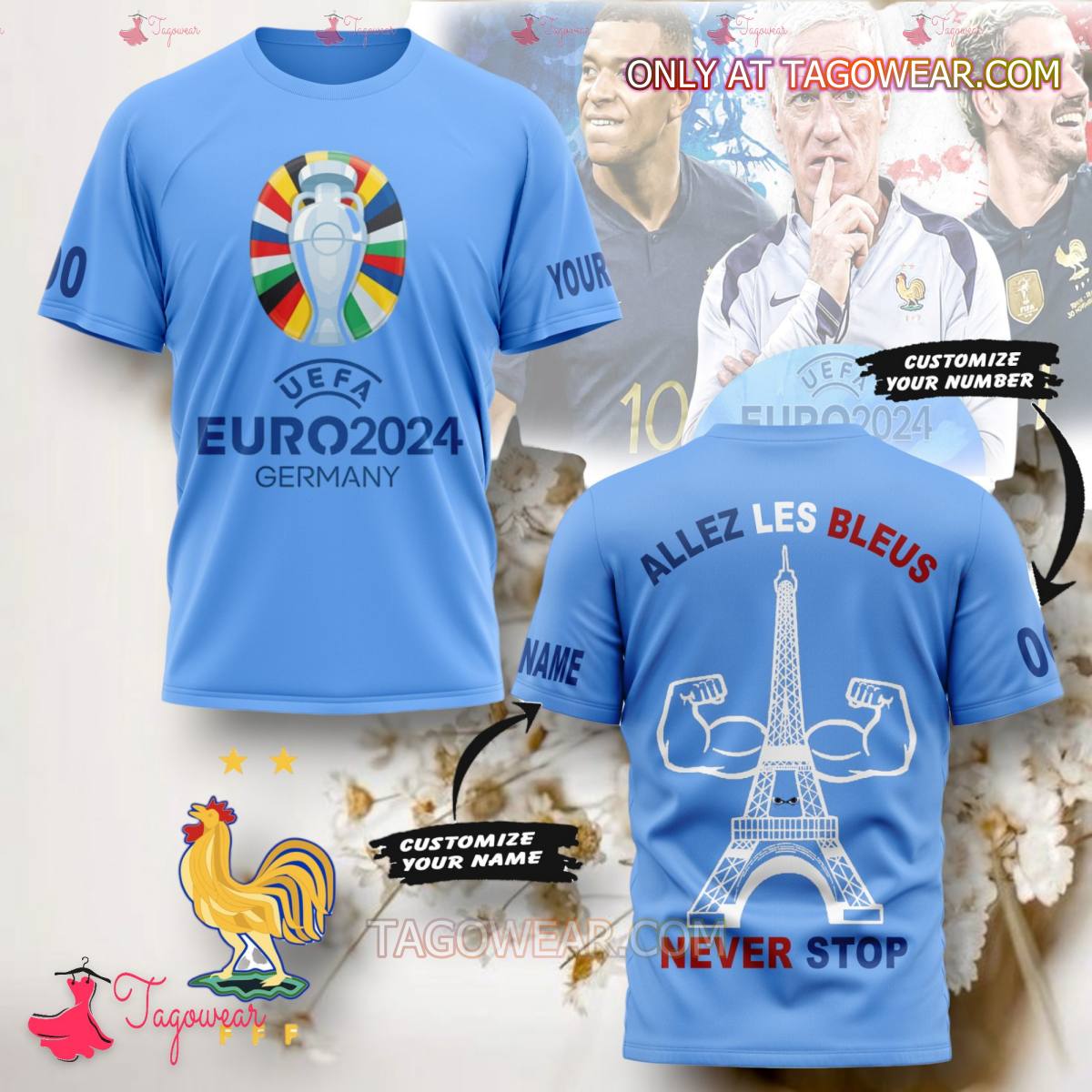 France Uefa Euro 2024 Germany Allez Les Bleus Never Stop Personalized 3D T-shirt