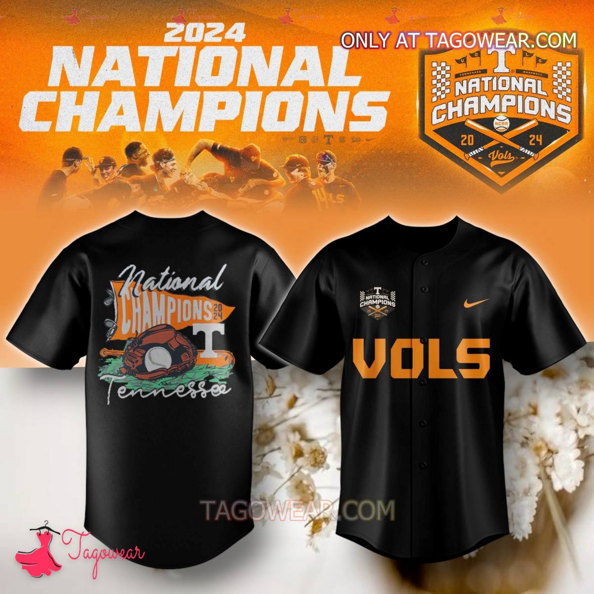 Tennessee Volunteers 2024 National Champions Baseball Jersey