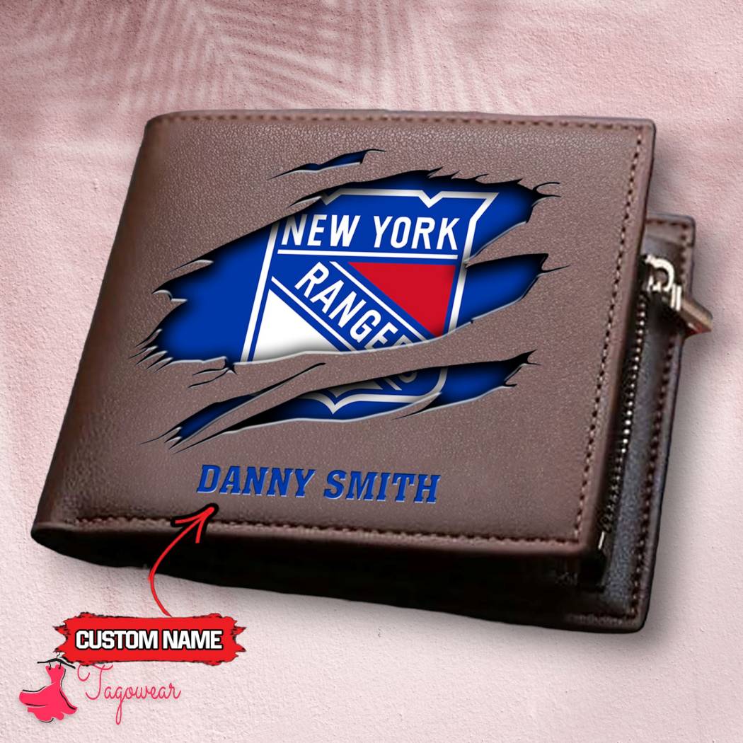 NHL New York Rangers Logo Personalized Name Men Wallet