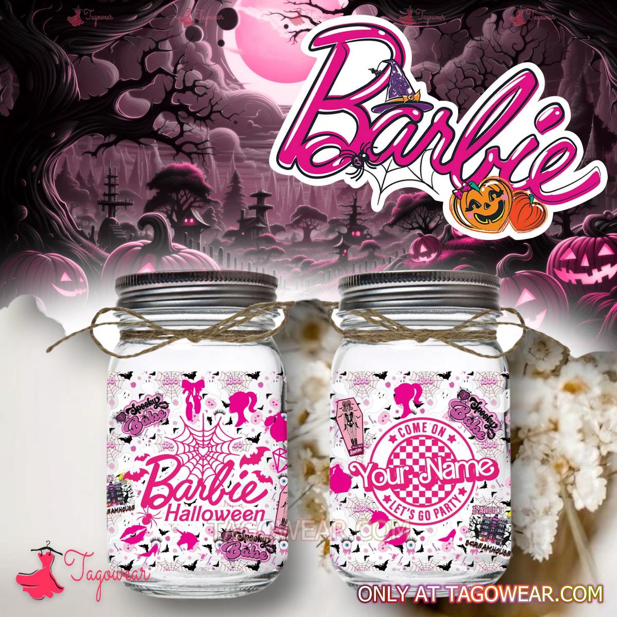 Barbie Halloween Come On Let's Go Party Personalized Halloween Mason Jar Light