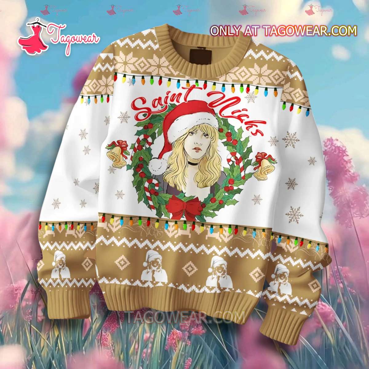 Stevie Nicks Saint Nicks Ugly Christmas Sweater RaUxO98