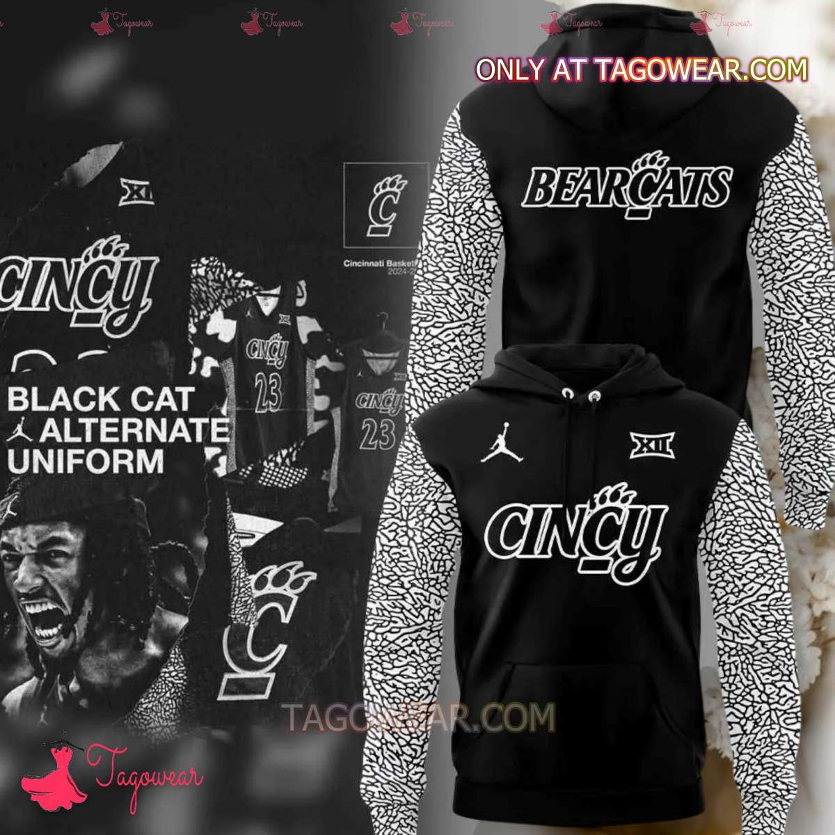 Cincinnati Bearcats Black Cat Alternate Uniform Hoodie NUTW25Y